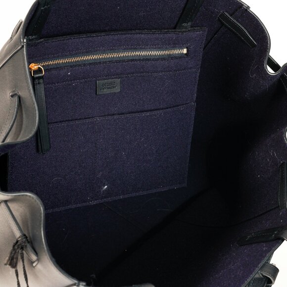 Celine Large Cabas Phantom Black Tassel Leather Tote Bag - Picture 11 of 12